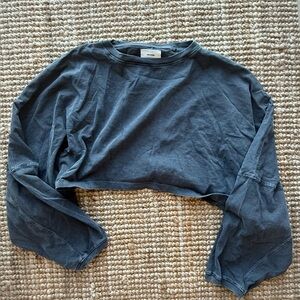 Joah Brown Slouchy Crop in Washed Black Cotton